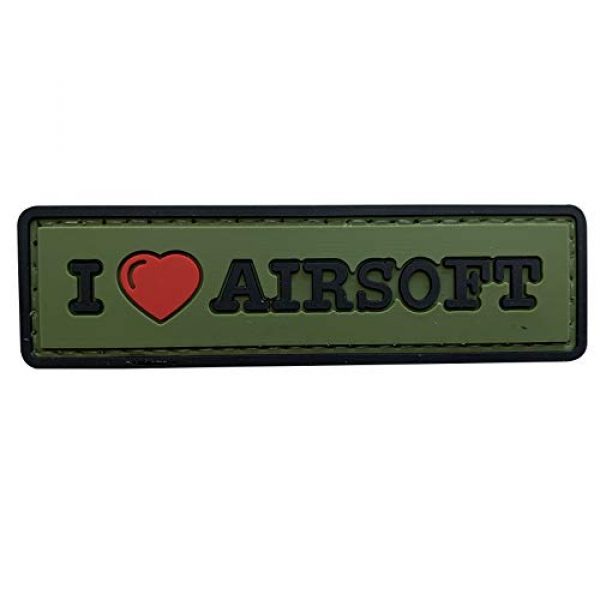uuKen Airsoft Morale Patch 1 uuKen Sweety I Love Airsoft Tab PVC Rubber Tactical Morale Patch 3.3x1 inch with Hook Fastener Backing for Operator Caps Military Uniform (Green)