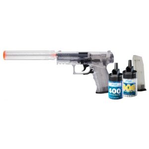 Elite Force Airsoft Pistol 1 Walther PPQ Spring 6mm Airsoft Pistol Kit with Accessories, Clear