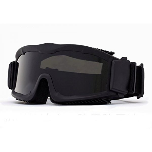 AKT 1 Outdoor Tactical Vented Safety Airsoft Goggles CS Paintball Glasses Interchangeable 3 Lens Kit(Black)