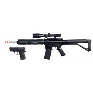 UKARMS Airsoft Rifle 1 UKARMS P1136 Marksman Sniper Spring Airsoft Rifle & Pistol Combo Gun Set FPS 260, Black