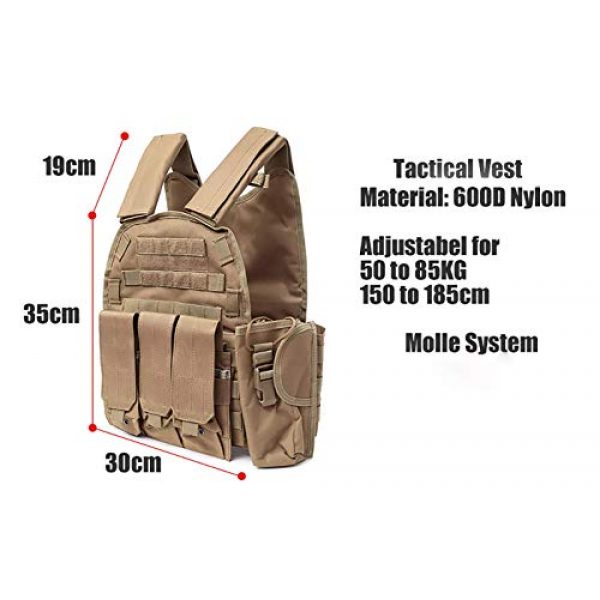 DMAIP Airsoft Tactical Vest 5 DMAIP Hunting Molle Tactical Vest Combat Security Training Tool Pouch Modoular Protective Durable Waistcoat for Outdoor Paintball CS Game Airsoft Climbing Hiking