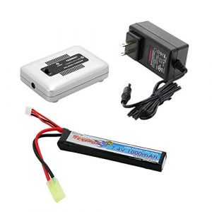 Tenergy 1 Tenergy Airsoft Battery 7.4V 1000mAh High Capacity LiPo Stick Battery Pack 20C High Discharge Rate Hobby Battery Pack w/Mini Tamiya Connector + LiPo/Life Balance Charger 1-4 Cells for Airsoft Guns