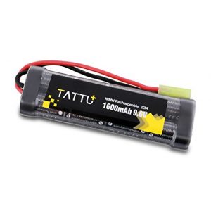 TATTU+  1 TATTU 9.6V 1600mAh NiMH Flat Battery Pack with Mini Tamiya Connector, NiMH Airsocft Battery for YMA MP5 RIS AEG,HK G36C, AK-47 and so on
