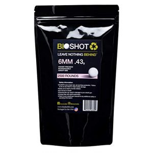 BioShot Airsoft BB 1 BioShot Biodegradable Airsoft BBS - .43g Super Slick Seamless Sniper Weight Competition Match Grade for All 6mm Airsoft Guns and Accessories (2500 Rounds, White)
