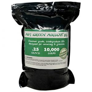 Aim Green Airsoft BB 1 Aim Green: Biodegradable Airsoft BBS .25g - Pellets - 6mm 10,000 Rounds - Smooth Finish BBS