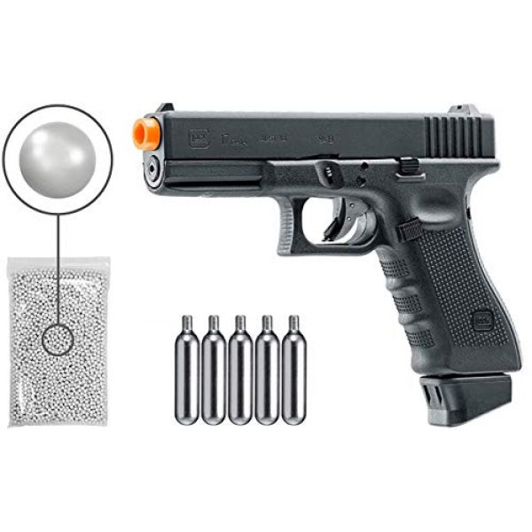 Umarex Airsoft Pistol 1 Umarex Glock G17 Gen4 C02 Blowback - BLK Airsoft Pistol with Included 5x12 Gram CO2 Tanks and Wearable4U Pack of 1000 6mm 0.20g BBS Bundle