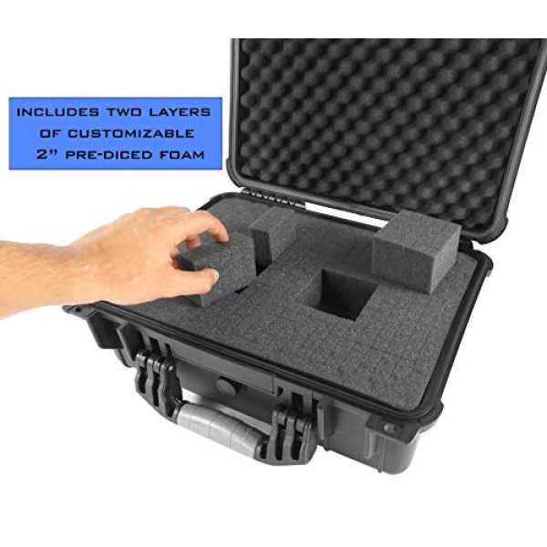 CASEMATIX Airsoft Gun Case 6 CASEMATIX 16" 4 Pistol Multiple Pistol Case - Waterproof & Shockproof Hard Gun Cases for Pistols, Magazines and Accessories - Multi Gun Case for Pistols with Two Layers of 2" Thick Customizable Foam