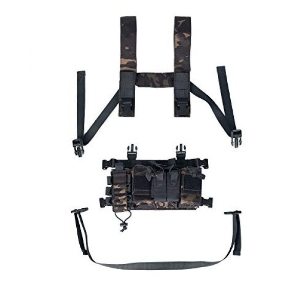 Trdio Airsoft Tactical Vest 5 Trido Chest Rig Tactical Airsoft,Molle Multicum Paintball Rigs Police Pistol Harness Holster Holder Bag Vest for Men Hunting Training