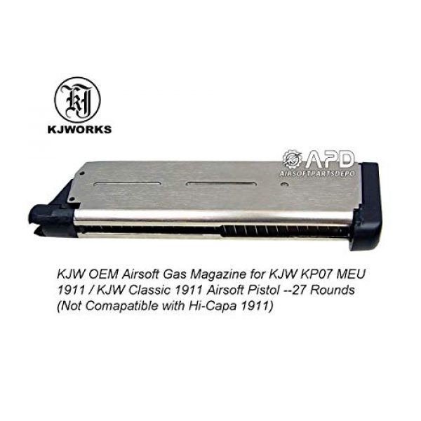 KJW Airsoft Gun Magazine 2 KJW OEM Replacement Airsoft Gas Magazine 27-Round for KJW KP07 MEU 1911/ KJW Classical 1911 Airsoft Pistol (NOT for Hi-Capa 1911) Airsoft 1911 Magazine