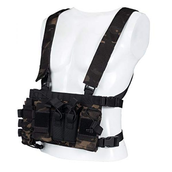 Trdio Airsoft Tactical Vest 1 Trido Chest Rig Tactical Airsoft,Molle Multicum Paintball Rigs Police Pistol Harness Holster Holder Bag Vest for Men Hunting Training