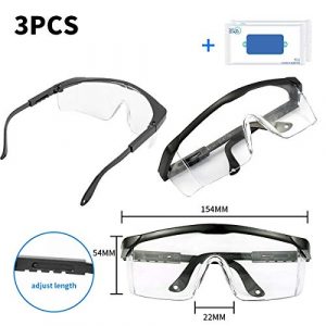 heibond  1 heibond Safety Goggle 3PCS Premium Anti Fog Glasses Dust-Proof Wind-Proof Protection Eye wear Goggles Safety Glasses with Clear Scratch Resistant High Blunt（Gift Wet Wipes