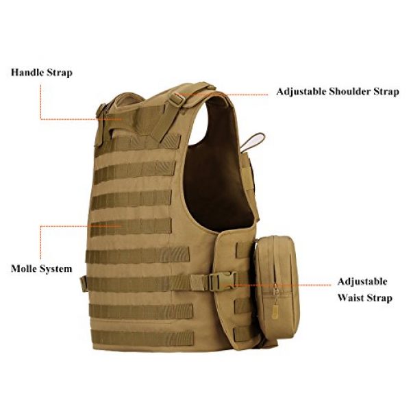 ArcEnCiel Airsoft Tactical Vest 5 ArcEnCiel Tactical Molle Vest, Coyote Brown