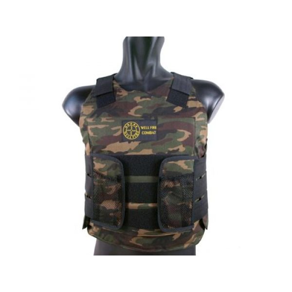 BBTac Airsoft Tactical Vest 1 BBTac Airsoft Protection Vest, Padded Cushion (Woodland Camo)