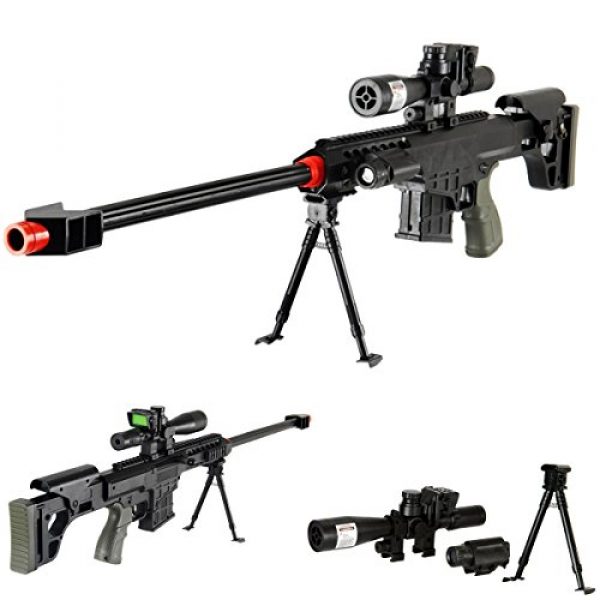 UKARMS Airsoft Rifle 1 UKARMS 36" Elite Airsoft Sniper Rifle 315FPS with Laser, Light, Bipod, and Dummy Scope - #1 Seller -