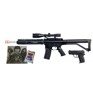 UKARMS Airsoft Rifle 1 UKARMS Spring M4 M16 Airsoft Rifle w/Scope, Flashlight, Bonus Pistol, 1000 BBS & Target