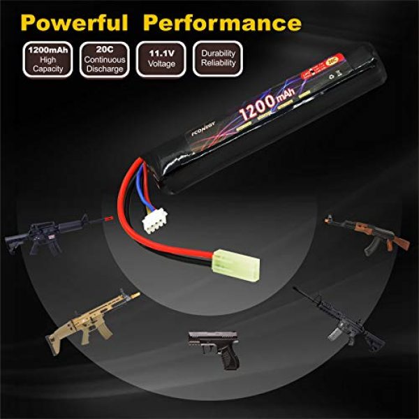 FCONEGY  5 FCONEGY 3S 11.1V 1200mAh 20C Lipo Battery Pack with Small Tamiya Plug for Airsoft Gun/Rifle