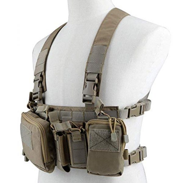 Hunting Explorer Airsoft Tactical Vest 1 Tactical Chest Vest Military Airsoft Vest with Multi-Pockets Molle Adjustable Breathable Combat Training Vest for Outdoor Hunting, Fishing, Army Fans, CS War Game, Survival Game, Combat Training