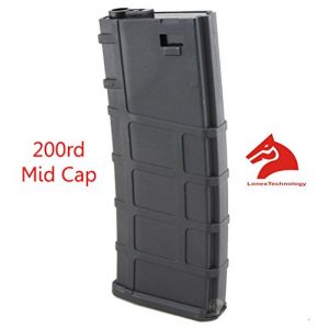 LONEX Airsoft Gun Magazine 1 Lonex Airsoft M Series Scar Plastic Black PMAG Magazine 200 RDS ASG MID Cap