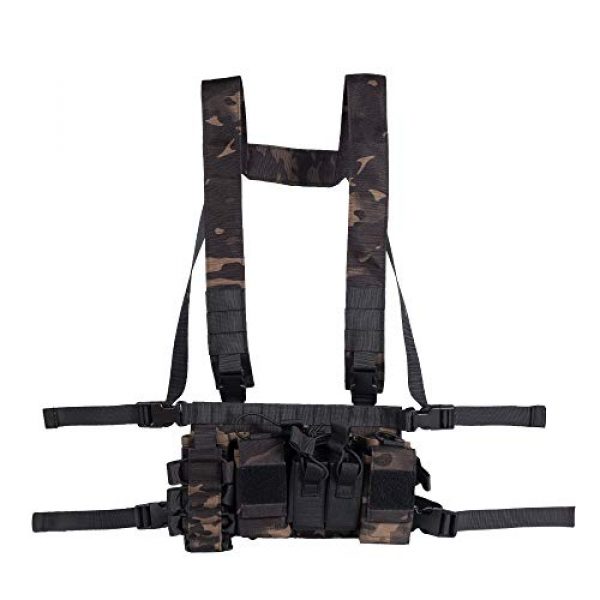 Trdio Airsoft Tactical Vest 7 Trido Chest Rig Tactical Airsoft,Molle Multicum Paintball Rigs Police Pistol Harness Holster Holder Bag Vest for Men Hunting Training