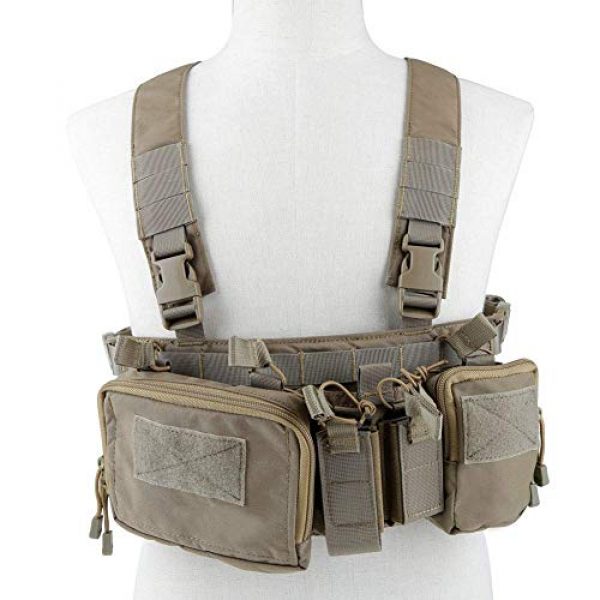 Hunting Explorer Airsoft Tactical Vest 2 Tactical Chest Vest Military Airsoft Vest with Multi-Pockets Molle Adjustable Breathable Combat Training Vest for Outdoor Hunting, Fishing, Army Fans, CS War Game, Survival Game, Combat Training