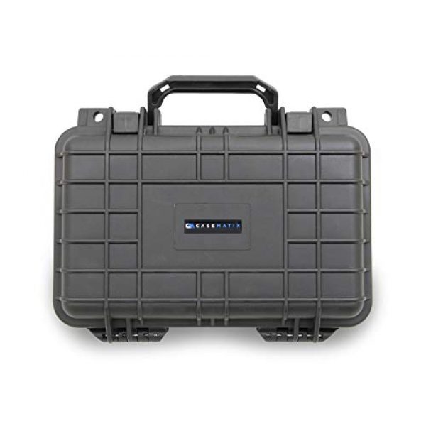 CASEMATIX Pistol Case 2 CASEMATIX Hard Gun Case for Pistols - Waterproof & Shockproof Gun Cases for Pistols, Compact 9mm Gun Case for Carrying Handgun with Scope and Accessories