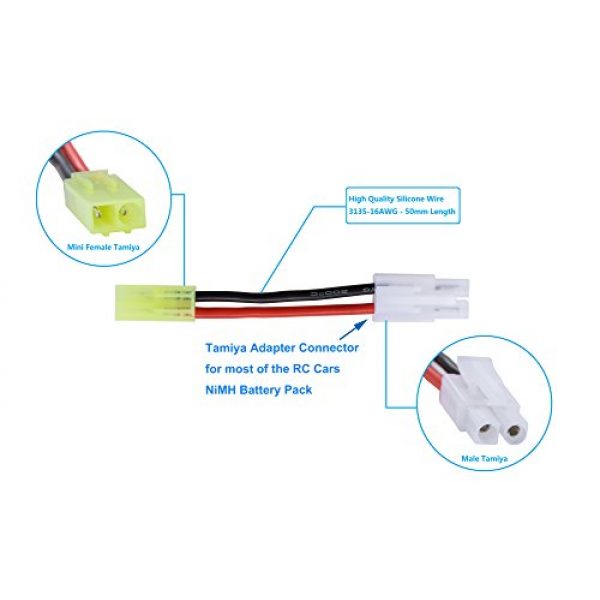 Ocean Loong  4 Smart NiMH Airsoft Charger for 7.2V 8.4V 9.6V NiMH Battery Packs of Airsoft, RC Car & Toys,with 1.0A Output and Mini Tamiya/Standard Tamiya Connectors