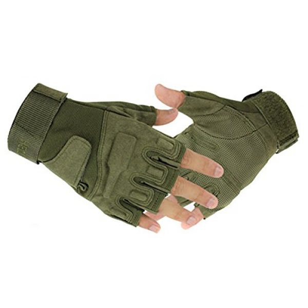 Eforcase  1 Eforcase Outdoor Sports Military Half-finger Fingerless Tactical Airsoft Hunting Riding Cycling Gloves Black Green Camel Available (Army Green, Size M)