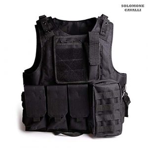 Solomone Cavalli Airsoft Tactical Vest 1 Solomone Cavalli Tactical Airsoft Vest Outdoor Ultra-Light Training Vest Adjustable for Adults 600D Black