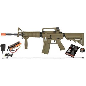 UKARMS Airsoft Rifle 1 UKARMS Lancer Tactical M4A1 Airsoft Gun Rifle RIS SOPMOD AEG Metal Gears Raider w/ 9.6v Battery & Charger (Tan High Velocity)