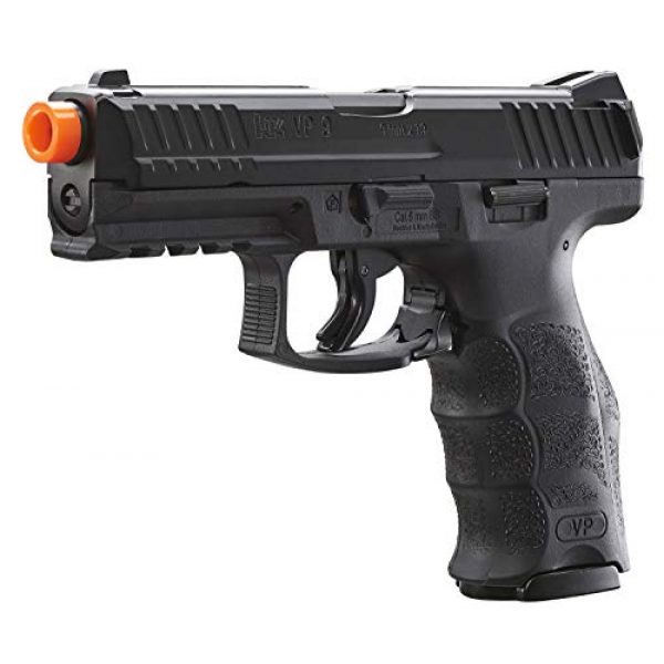 Umarex Airsoft Pistol 2 Umarex H&K VP9 Co2 - BLK Airsoft Pistol with Included 5x12 Gram CO2 Tanks and Wearable4U Pack of 1000 6mm 0.20g BBS Bundle