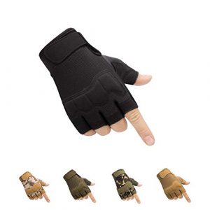 HYCOPROT  1 HYCOPROT Fingerless Tactical Gloves, Knuckle Protective Breathable Lightweight Outdoor Military Gloves for Shooting, Hunting, Motorcycling, Climbing