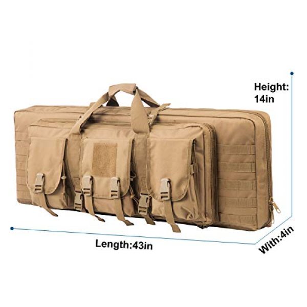 Fox Tactical Airsoft Gun Case 7 Fox Tactical 38 42 Inch Double Long Rifle Gun Case Bag Outdoor Tactical Carbine Cases Water Dust Resistant Fireproof for Hunting Shooting (Tan, 42in)