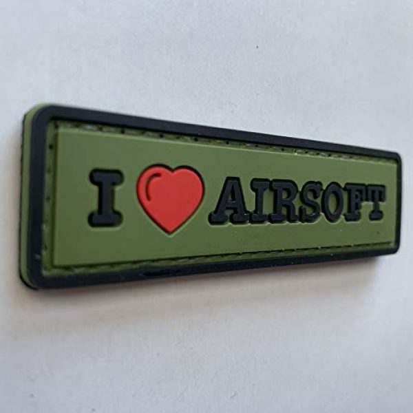 uuKen Airsoft Morale Patch 2 uuKen Sweety I Love Airsoft Tab PVC Rubber Tactical Morale Patch 3.3x1 inch with Hook Fastener Backing for Operator Caps Military Uniform (Green)