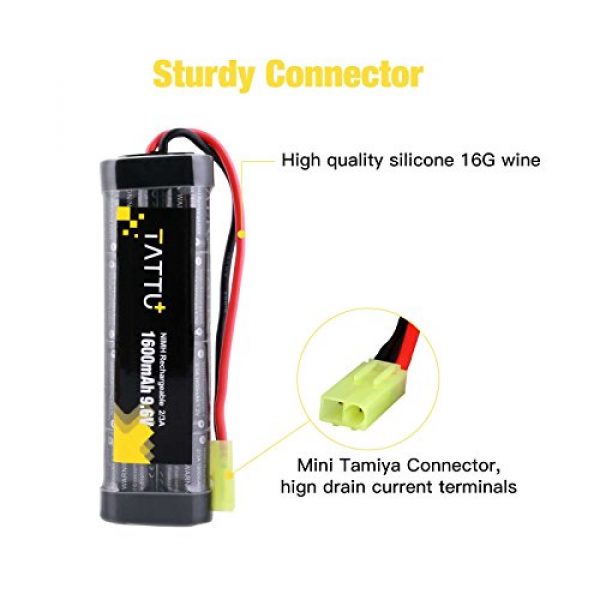TATTU+  7 TATTU 9.6V 1600mAh NiMH Flat Battery Pack with Mini Tamiya Connector, NiMH Airsocft Battery for YMA MP5 RIS AEG,HK G36C, AK-47 and so on