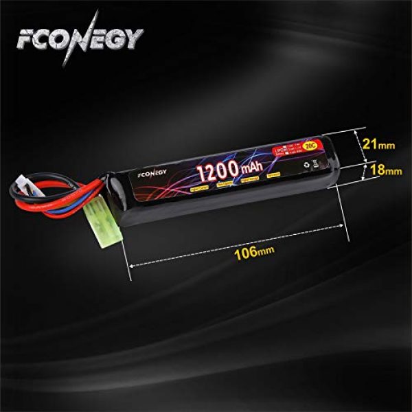 FCONEGY  3 FCONEGY 2S/3S 7.4V/11.1V 1200mAh 20C Lipo Battery Pack with Small Tamiya Plug for Airsoft Gun/Rifle