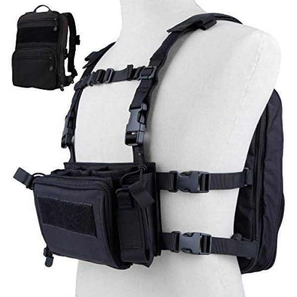 Tactical Area Airsoft Tactical Vest 1 Tactical Chest Rack, Airsoft Assault Box rig Military Vest, with Molle Flatpack Backpack
