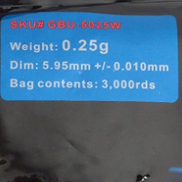 GoldenBall Airsoft BB 2 GoldenBall 0.25g MaxSlick Series Professional Sport Airsoft 6mm JDM Spec Japanese Domestic Market Grade Performance BBS - White - 3000rd Bag
