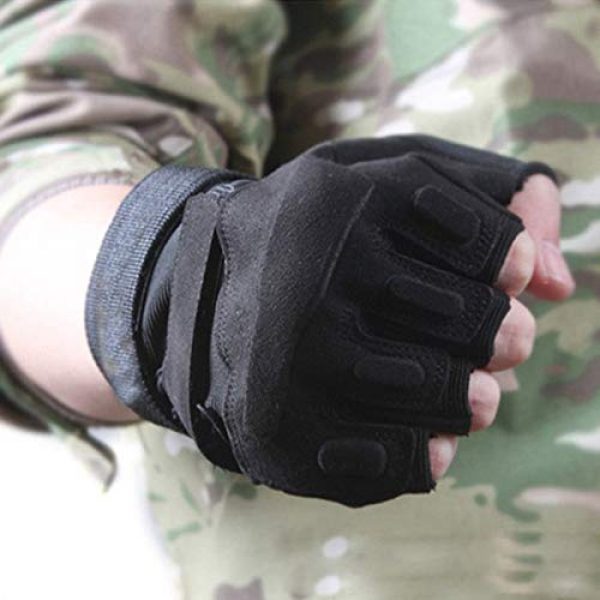 Military Ba 7 Military Ba Men's Black Special Ops 1/2 Finger Light Assault Gloves Tactical Fingerless Half Finger Gloves-M Black