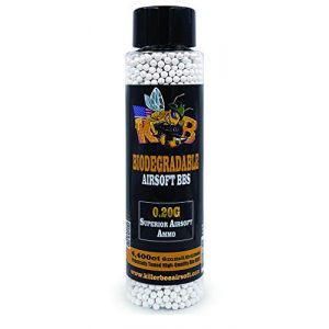 Killer Bee Airsoft Airsoft BB 1 Biodegradable Airsoft BBS 0.20g 6mm BBS 4,400 Ct Bottle. Perfect 6mm Bio BBS for Airsoft. Superior 6mm bio BBS for Airsoft Guns. Best for Entry-Level AEG, HPA, Spring, and GBB