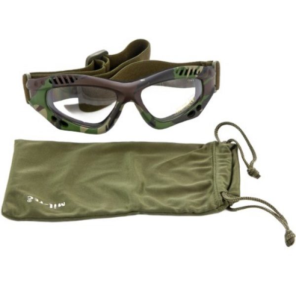 Miltec 3 Mil-Tec Commando Goggles Air Pro Clear Lens Woodland Frame