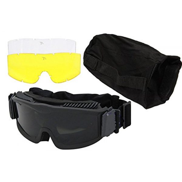 AKT 4 Outdoor Tactical Vented Safety Airsoft Goggles CS Paintball Glasses Interchangeable 3 Lens Kit(Black)