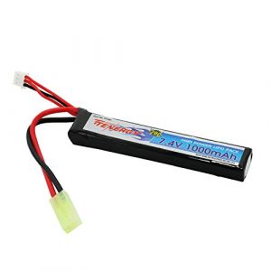 Tenergy 1 Tenergy 7.4V Airsoft Battery, 1000mAh High Capacity LiPo Stick Battery Pack, High Discharge Rate 20C Rechargeable Hobby Battery Pack with Mini Tamiya Connector for Airsoft Guns M4, AK47, G36, RPK, PKM