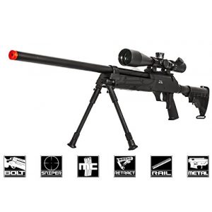 Well Airsoft Rifle 1 Well Full Metal ASR MB06 SR-2 Bolt Action Sniper Rifle Airsoft Gun (Black/ Bipod Package)