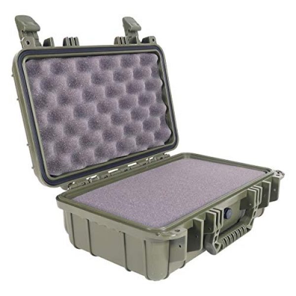 Condition 1 Pistol Case 1 Condition 1 13" Waterproof Protective Hard Case with Foam, Green - 13" x 9" x 5" #232 Watertight IP67 Dust Proof and Shock Proof TSA Approved Portable Carrier