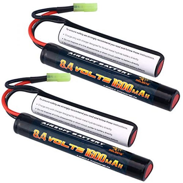 melasta 1 Melasta 2Pack 2/3A 8.4v 1600mAh Butterfly Nunchuck NIMH Battery Pack with Mini Tamiya Connector for Airsoft Guns