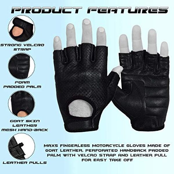 Max5  2 Max5 Men's Fingerless Motorcycle Gloves