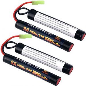 melasta  1 melasta 2 Pack 2/3A 9.6v 1600mAh Butterfly Nunchuck NIMH Battery Pack with Mini Tamiya Connector for Airsoft Guns M4, G36, M110, SR25, M249, M240B, M14, RPK, PKM, L85, AUG, G3