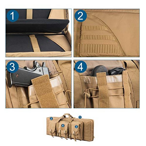 Fox Tactical Airsoft Gun Case 5 Fox Tactical 38 42 Inch Double Long Rifle Gun Case Bag Outdoor Tactical Carbine Cases Water Dust Resistant Fireproof for Hunting Shooting (Tan, 42in)
