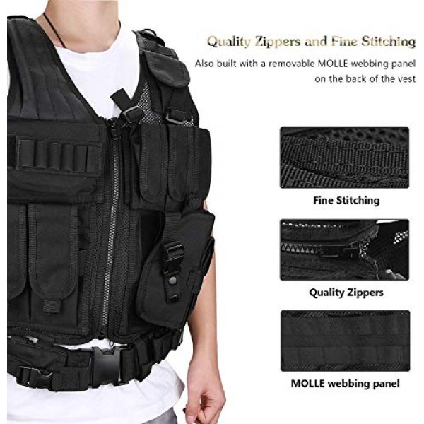 THSKSM Airsoft Tactical Vest 6 THSKSM Tactical Vest Airsoft Paintball Breathable Combat Training Vest for Outdoor Hunting, Fishing, CS War Game,Outdoor Equipment/Adjustable Sizes/Men/Women/600D Assault Gear