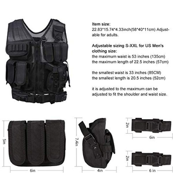 THSKSM Airsoft Tactical Vest 5 THSKSM Tactical Vest Airsoft Paintball Breathable Combat Training Vest for Outdoor Hunting, Fishing, CS War Game,Outdoor Equipment/Adjustable Sizes/Men/Women/600D Assault Gear